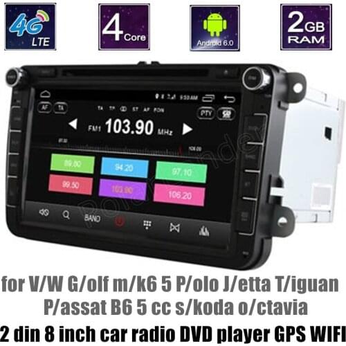 2 din android 6.0 Car Radio DVD Player GPS Stereo for V/W G/olf m/k6 5 P/olo J/etta T/iguan P/assat B6 5 cc s/koda o/ctavia