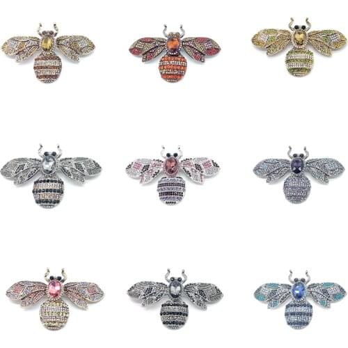 2021 New Medium Multi-color Glass Zircon Animal Bee Brooch Clothing Accessories Wholesale Jewelry
