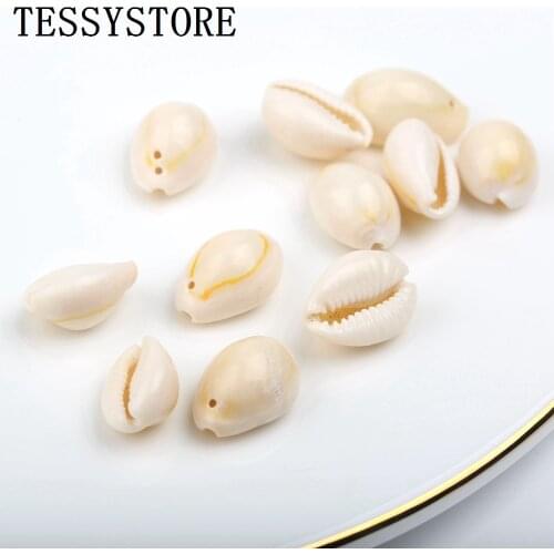 10pcs Creamy-white Shell Beads Light Yellow Pattern Single Hole Shell Beads For Jewelry Making Handmade Accessories
