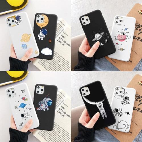 Cartoon Cute Astronaut Moon Case For iPhone 12 Mini Pro 7 8 6 6S Plus 10 SE 2020 For iPhone XR X XS 11 11Pro Max TPU Cover Gifts