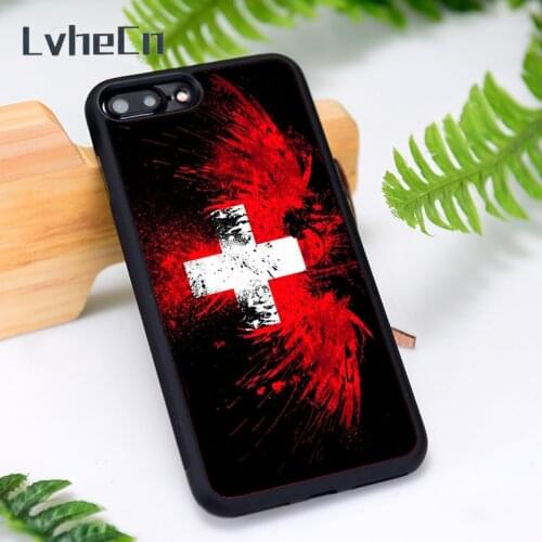 LvheCn Silicone Rubber Phone Case Cover for iPhone 6 6S 7 8 Plus X XS XR 11 12 Mini Pro Max Switzerland Swiss Flag