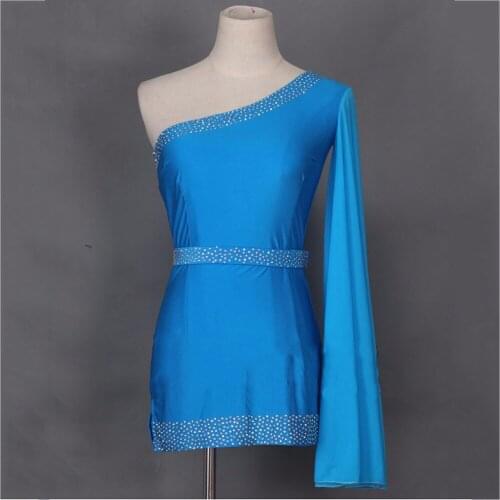 Children Latin Dancing Dress Blue Red Satin Fringe Skirt Chorus Arena Exhibition Teenage Girls Ballroom Latin Game Fashions 1189