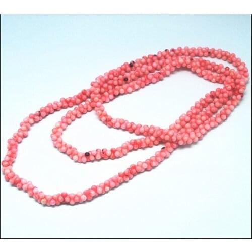 Long Pink Coral Necklaces Dogbone Shapes 4x8mm 44 inch length for charms wedding wear match luxury dress hot sweater chains