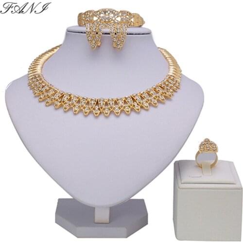 Fani Top Exquisite Dubai gold Jewelry Set Brand Luxury Nigerian Wedding Fashion African Beads Jewelry Wholesale Costume Design