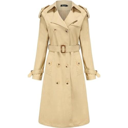 FURSDIC Women's Double Breasted Trench Coats