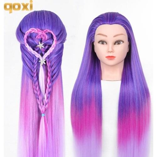 Qoxi mannequin heads with 65cm hair for braiding tete de cabeza manniquin dolls dummy head for hairdresser practice hair styling