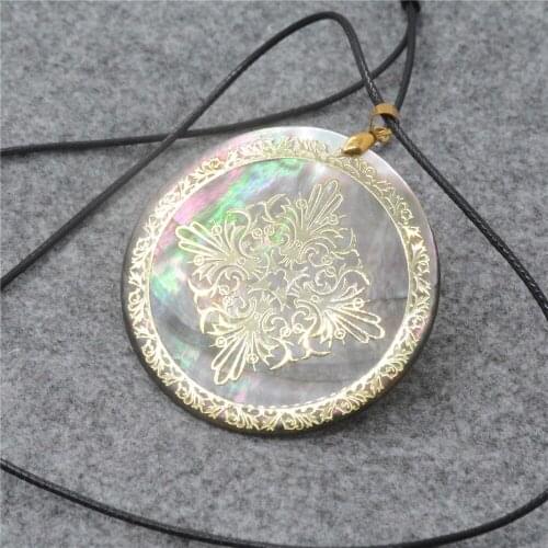 Hot High Quality Natural Multicolour Abalone Shell Round Shape Sweater Chain Necklace Pendant Womens Exquisite Gift Y616