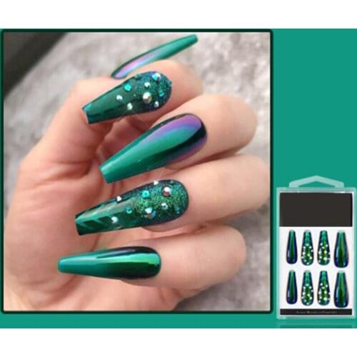 Artificial Nail Long Ballerina Press on Nails Ballerina Coffin Glossy False Nails for Salon Home DIY Nail Art SK88