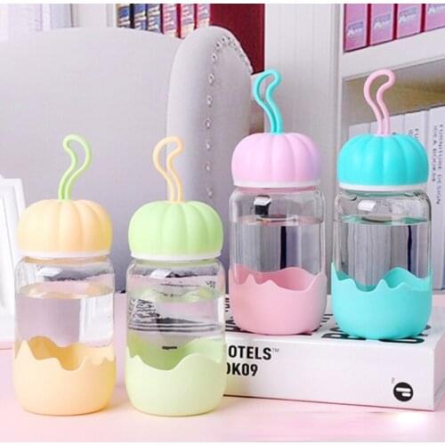 Creative Cute Pumpkin Glass Lovely Cup Kids Kids Student Hand Cup Drinkware Kawaii Water Bottle Glass Water Bottle