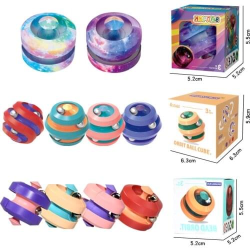 Stress Relief Cube Rotating Marble Track Metal Bead Orbit Fingertip Infinity Spinner Relieve Fidget Pinball Puzzle Toys for Kids