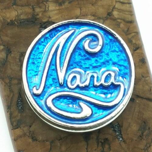 Fashion beauty Blue Oil Nana/Love words 18MM metal snap buttons fit DIY 18mm snap jewelry wholesale KZ3290