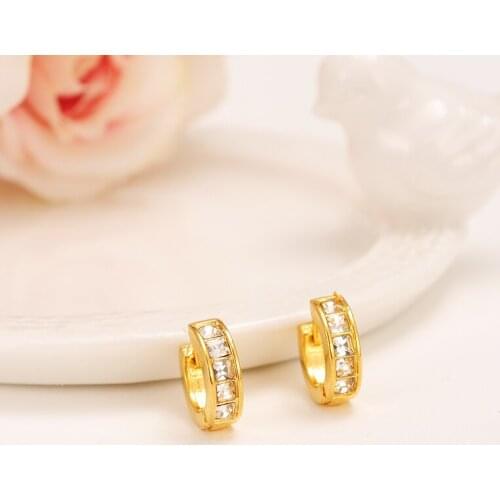 Fashion Gold Zircon Crystal Ear Earrings Trendy Elegant Women Wedding Party Jewelry Earringgirls charm jewelry gift