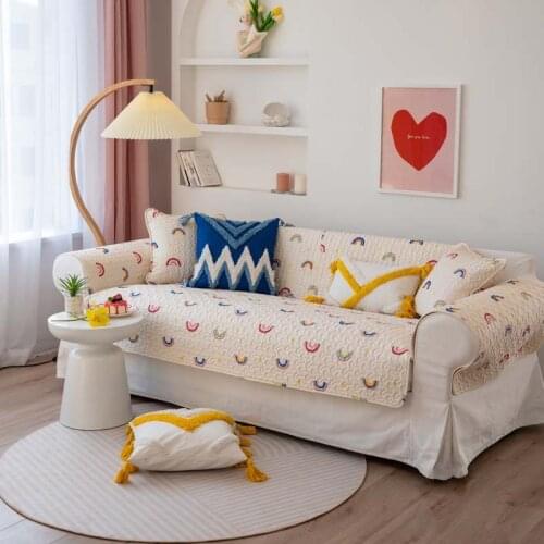 Cartoon Cute Rainbow Sofa Cover Four Seasons Universal Non-Slip Cotton Fashion Sofa Cushions Nordic Sofa Towel For Living Room