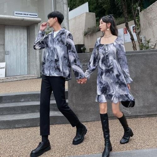 3307# couples outfit autumn new tie-dye design dress couples clothes couples clothing
