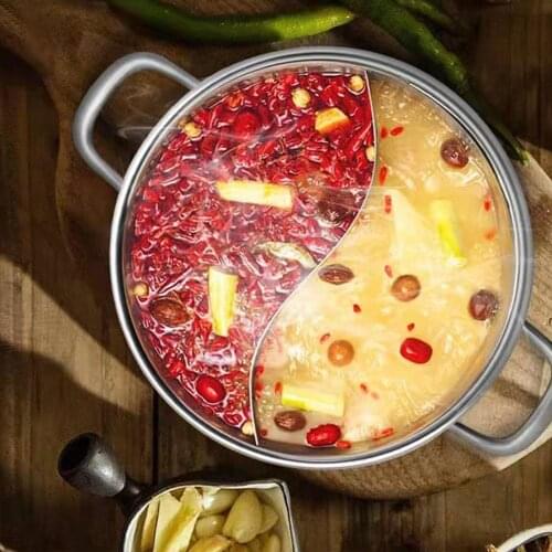 Stainlesssteel Hot Pots Chinese Fondue Cookware For Kitchen Cooking Induction Cooker Gas Stove Compatible Home Twin Divided Soup