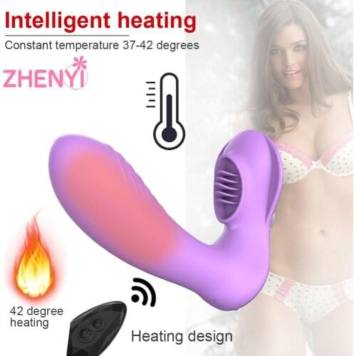 2021 New Wearable Vibrator Sex Oral Tongue Licking Dildo Panties Lay On Dildo Vagina Stimulator Adult Sex Toys For Women