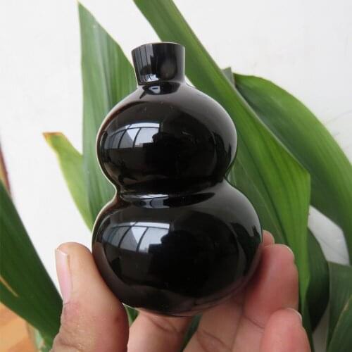 New Arrival !! 270~310g Natural Black Obsidian Gourd Spirit Safety Feng Shui Healing Reiki 80*55*55mm