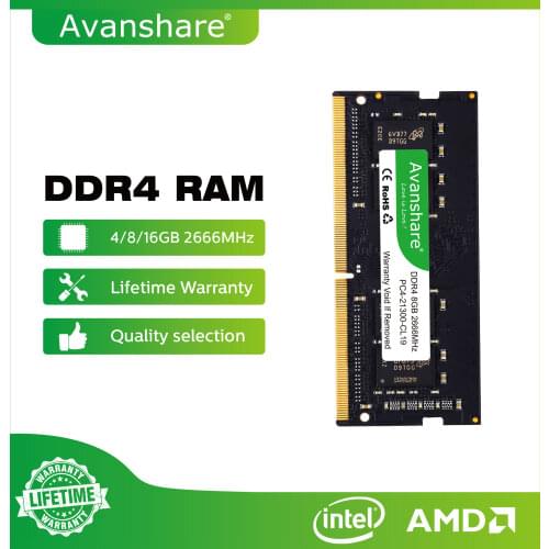 Avanshare Memoria Ram DDR4 8GB 4GB 16GB 2400Mhz 2666Mhz 3200Mhz Sodimm Notebook High Performance Laptop Memory