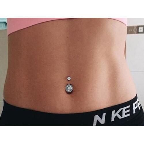1PC Summer Piercing Navel Body Piercing Jewelry Vintage Stainless Steel Crystal Belly Button Rings For Women Jewelry Accessories