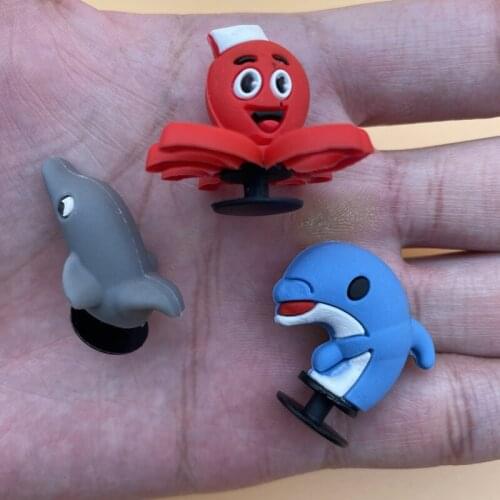 Single Sale 1Pcs Shoe Charms 3D Stereo Cute Dolphin Red Octopus Slipper Accessories Fit Kids X-Mas Party Gifts 11P-8L-1