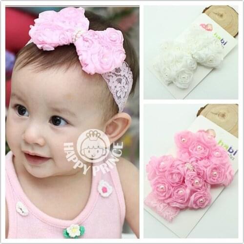 1 Piece MAYA STEPAN Baby Headband Bowknot Handmade DIY Toddler Infant Kids Hair Girl Newborn Bows Lace Chiffon Pearl Turban