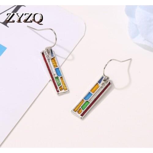 ZYZQ Creative Retro Personality Parquet Long Drop Earrings For Women Ethnic Geometric Metal Earrings Luxury Color Jewelry