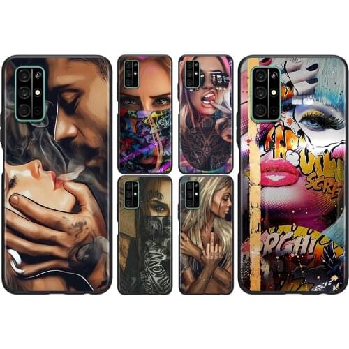 Silicone Soft Cover Sexy Sleeve Tattoo Girl For Honor V30 View 20 V20 30i 30S 30 20S 20E 20i 20 Lite Pro Plus Phone Case