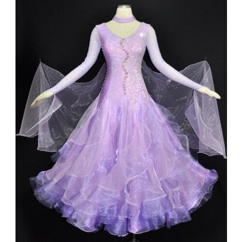Modern Waltz Tango Ballroom Dance Dress, Smooth Ballroom Dress, Standard Ballroom Dress for competition purple
