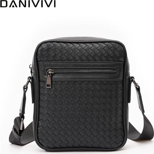 Designer Mens Crossbody Bag Luxury Handbags Men Bag and Purses Woven Leather Messenger Shoulder Bag Man Black Bolso Hombre