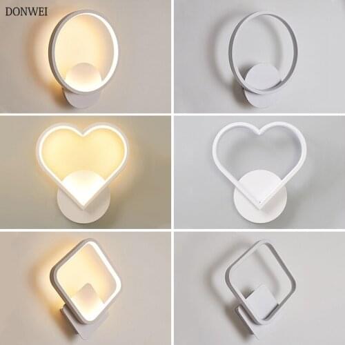 12W LED Wall Lamp Round Sqaure Heart Shape Acrylic Indoor Decoration Wall Light Bedroom Beside Stairway Corridor Light fixtures