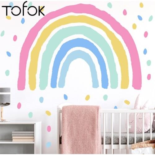 Tofok Colorful Big Rainbow Dot Wallpaper In The Nursery Stickers Vinyl Decorative Wall Stickers For Kids Rooms Decoration