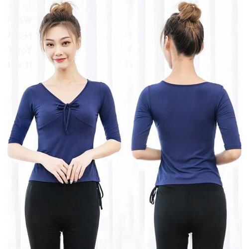 2019 Latin Dance Performance Wear Top For Women Dancers Slim Fit Sexy Costume V-neck Bow Tie Ballroom Flamengo Practice Clothes