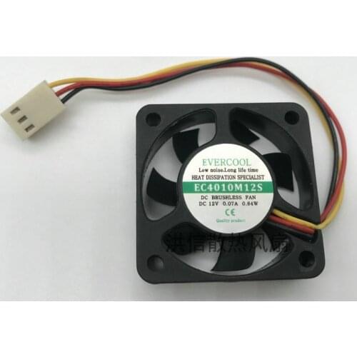 EverCool EC4010M12S DC 12V 0.07A 40x40x10mm 3-Wire Server Cooling Fan
