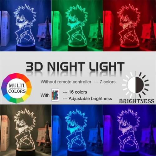 Cross-border Explosion My Hero Academia 3D Anime Night Light Creative Bedroom Decoration Light Japanese Anime Figure For Kids