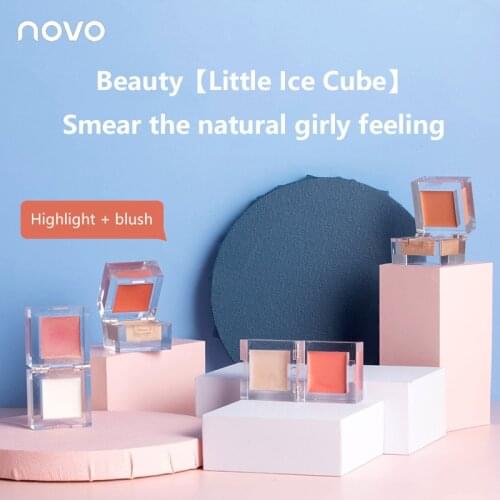 1 Pcs Novo Ice Cube Bright Blush Long-lasting Makeup Not Card Powder Waterproof Sweatproof Brighten Complexion Fine Powder NEW