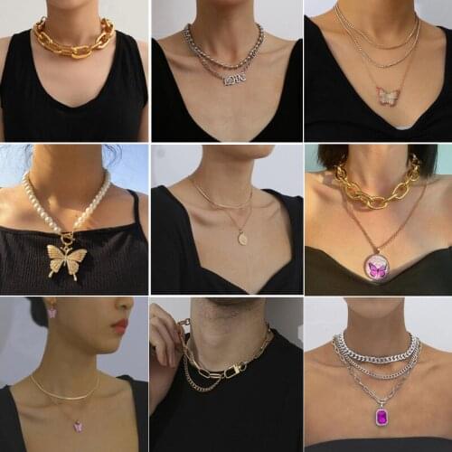 Gold Silver Color Butterfly Pendant Necklace For Women Party Statement Necklace Jewelry Gifts