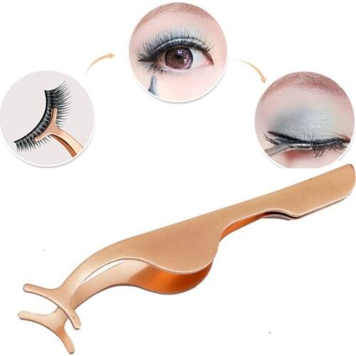 1PC/2PCS False Eyelash Tweezers Fake Eye Lash Applicator Eyelash Extension Curler Nipper Auxiliary Clamp Makeup Tools