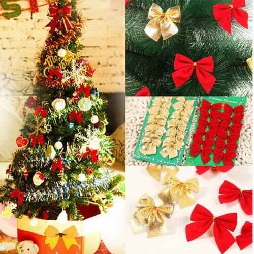 12pcs Pretty Bowknots Christmas Ornament Tree Decoration Wedding Party Bowknots Baubles Xmas Christmas Decoration for Home