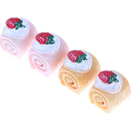 5pcs DIY Kitchen Toy Resin Cabochons Strawberry Cake Adorable Miniature Cakes For Phone Decoration Crafts Making