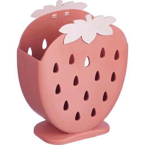 50% Hot Sale Household Kitchen Plastic Chopsticks Spoon Fork Storage Drain Box Strawberry Shape Drain Rack Storage Tube