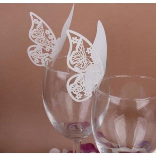 50 Pc Table Mark Wine Glass Cards Favor Butterfly Name Place for Christmas Birthday Baby Shower Wedding Party Table Decorations