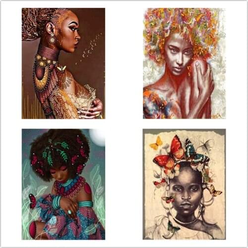 Diamond Painting 5D Full Square/Round Drill Beautiful African Woman Girl Daimond Embroidery Resin Rhinestones Crystal Picture