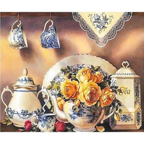 Kitchen diamond painting ceramic embroidery mosaic art diamond dotz diy rhinestone picture puzzle tapestry wall decor stickers