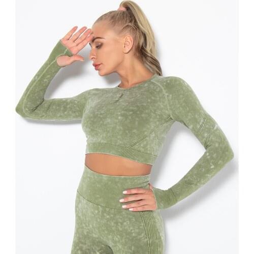 Seamless Sexy Fitness Clothes WomenS Tight-Fitting Quick-Drying Sports Running Long Sleeve Tops Gym Yoga Clothes Crop Top