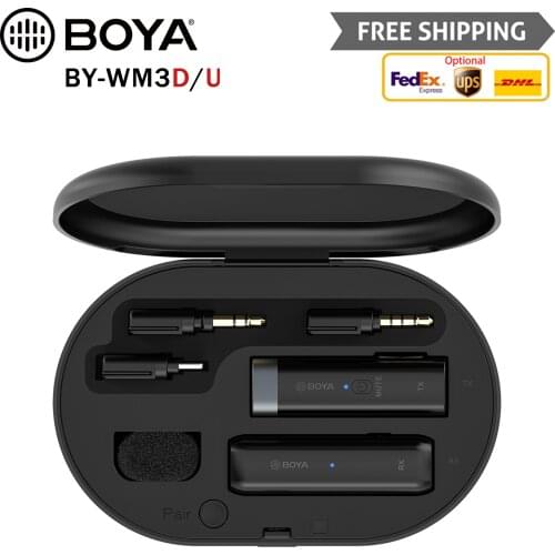 BOYA BY-WM3 Mini Lavalier Wireless Microphone System 2.4GHz Professional Studio Mic For Smartphone Camera Interview Vlog Record