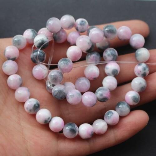 6mm 8mm 10mm Stone Beads Bosi Stone Mottled Pink Gray Tone Fashion Beads for bracelet Necklace