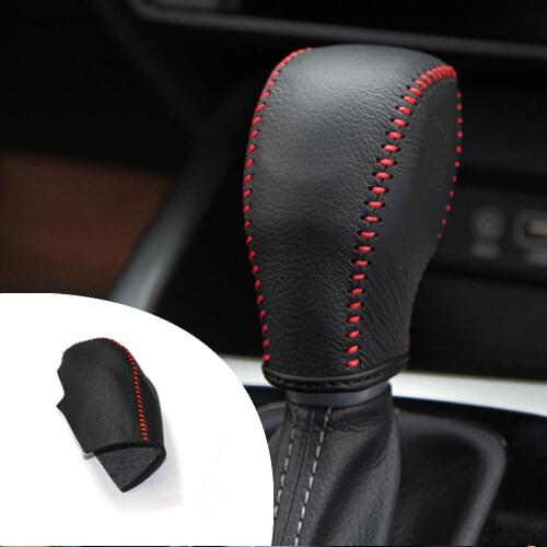 Muchkey Leather Gear Knob Stick Covers For HYUNDAI Tucson 2015-2018 Santafe 2013- 2015 2016 2017 Non-slip Automatic Shifter