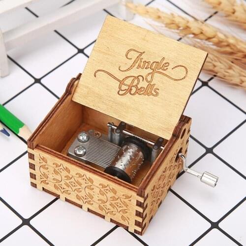 Retro Hand Cranked Wood Music Box Party Xmas Gift Household Decor Ornament Birthday Cute Kids Partry Gift 2021 New