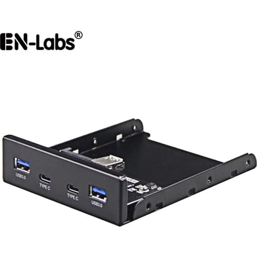 En-Labs 4 Ports multi USB-C USB 2.0 USB 3.0 Hub Splitter Front Panel Combo Bracket Adapter for Desktop 3.5 Inch Floppy Bay