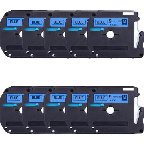 Label World 10PACK MK521 label tape Compatible Brother Black on blue 9mm laminated strong adhesive label tapes for PT-80 PT-70